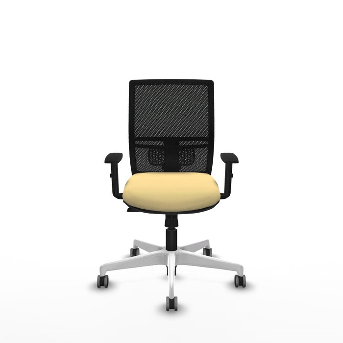 PIQUERAS Y CRESPO Silla de oficina Yunquera con mecanismo Sincro/Traslack, Crema y Negro