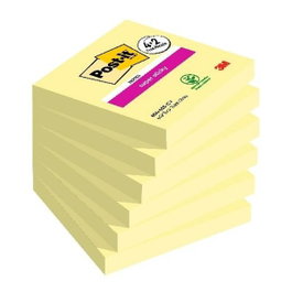 Post-it Bloc Notas Autoadhesivas Super Sticky 76x76 mm Canary Yellow, Pack de 6