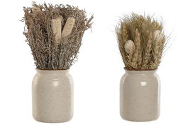 DKD Home Decor Planta Shabby Beige Natural 13 x 25 x 13 cm (2 Unidades)