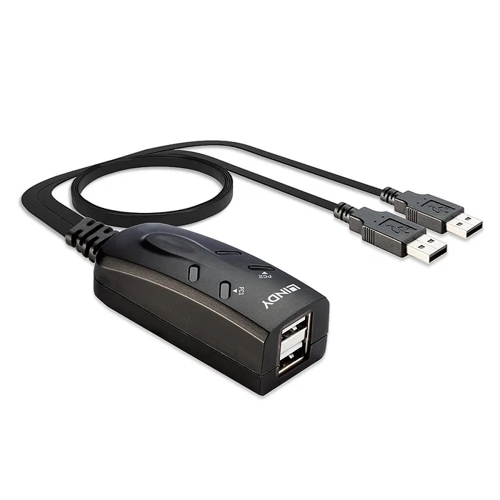 Lindy 32165 Conmutador KVM 2 Ordenadores con Puertos USB para Teclado y Ratón, Negro