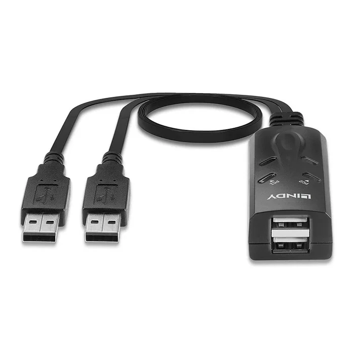 Lindy 32165 Conmutador KVM 2 Ordenadores con Puertos USB para Teclado y Ratón, Negro