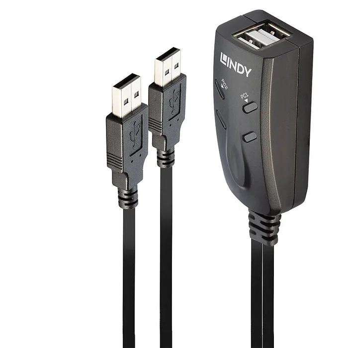 Lindy 32165 Conmutador KVM 2 Ordenadores con Puertos USB para Teclado y Ratón, Negro