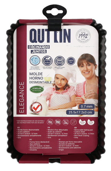 Quttin Molde Horno Desmontable 25.5 cm x 17.2 cm x 3 cm 0.7 mm (12 Unidades)