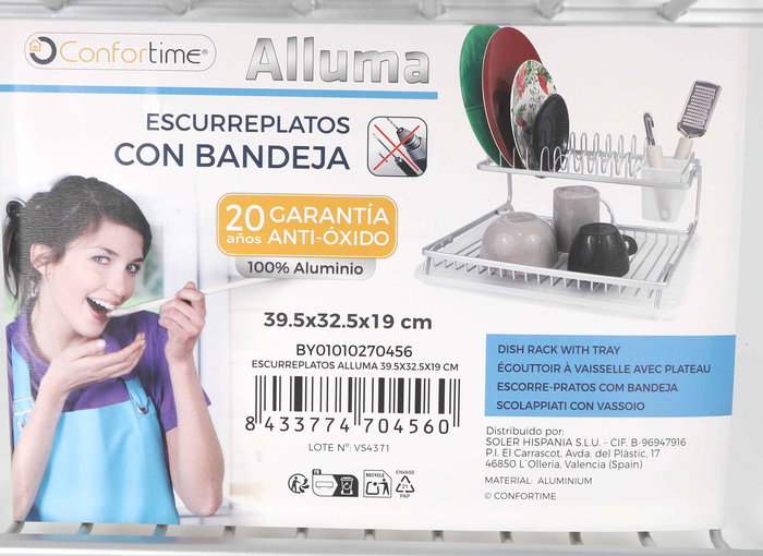 Confortime Escurreplatos Alluma 39.5 cm x 32.5 cm x 19 cm (6 Unidades)