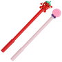 CMP General Juego de 2 Bolígrafos Fresa-Roll Tinta Negra Punta Fina Decoración Fresa Rojo y Rollo Rosa