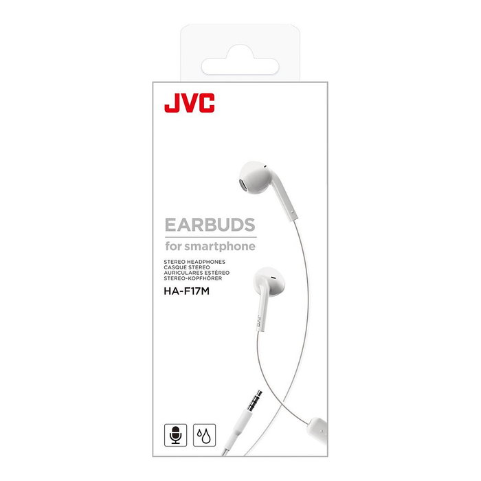 JVC Auriculares Intraurales Alámbricos HA-F17MWU Blanco para Llamadas y Música, Frecuencia 8-20000 Hz, 5 g, Control en Cable