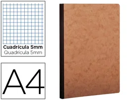 Clairefontaine Libreta Age-Bag Tapa Cartulina Lomo Cosido Cuadro 5 mm 96 Hojas Color Havana 210x297 mm