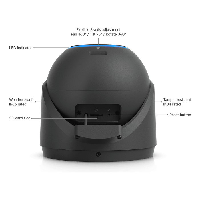 Ubiquiti G6 Pro Turret Cámara IP Seguridad Exterior Interior 8MP 4K 2.36x Zoom Óptico PoE+ Visión Nocturna IP66