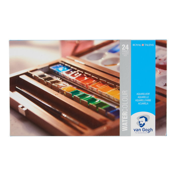Van Gogh Set de acuarelas en caja de madera con 24 colores y 3 accesorios Van Gogh Set de acuarelas en caja de madera con 24 colores y 3 accesorios