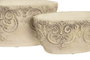 DKD Home Decor Set de 2 Centros de Mesa Barroco de Cemento Blanco Rozado
