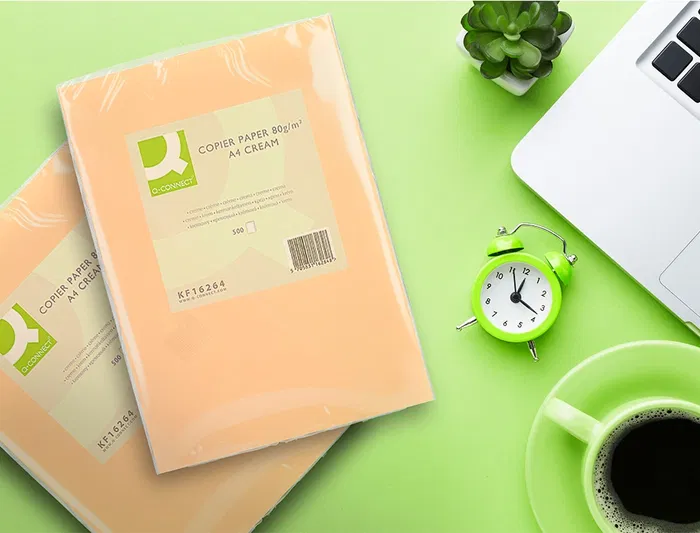 Q-connect Papel Color DIN A4 80gr Crema, Paquete de 500 Hojas