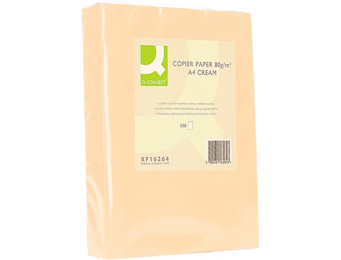 Q-connect Papel Color DIN A4 80gr Crema, Paquete de 500 Hojas
