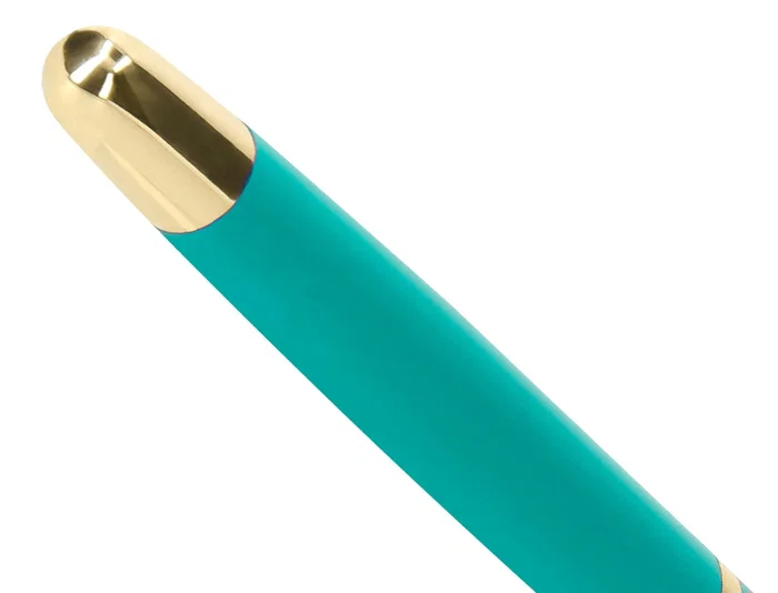 Belius Bolígrafo y Estuche Soiree Art Deco Turquesa y Dorado Tinta Azul Caja de Diseño