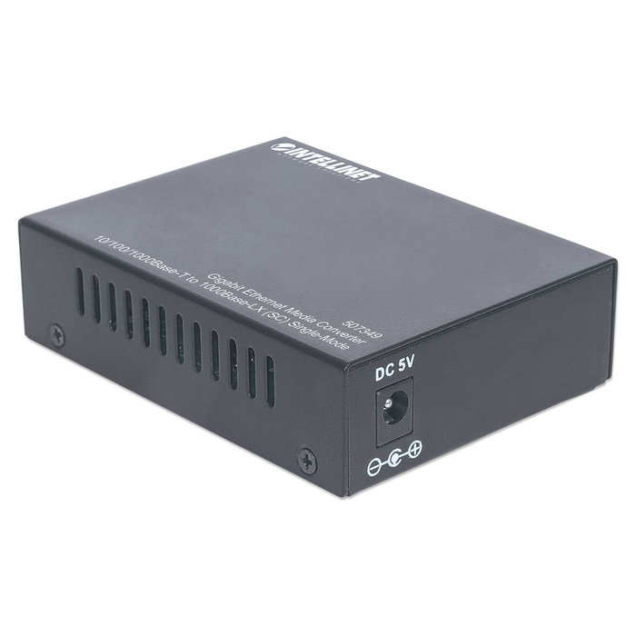 Intellinet 507349 Convertidor de Medios Gigabit Ethernet 1000Base-T a 1000Base-LX, Fibra Monomodo 1310nm, 20km, Negro