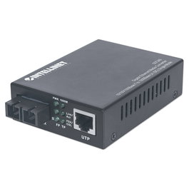 Intellinet 507349 Convertidor de Medios Gigabit Ethernet 1000Base-T a 1000Base-LX, Fibra Monomodo 1310nm, 20km, Negro