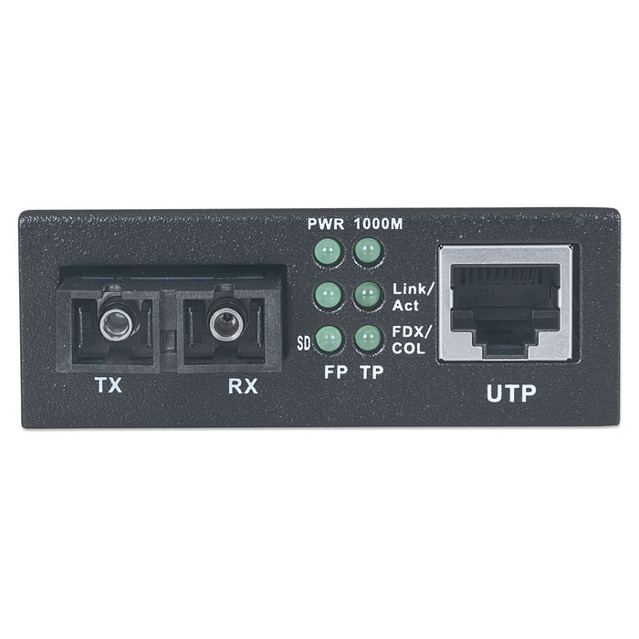 Intellinet 507349 Convertidor de Medios Gigabit Ethernet 1000Base-T a 1000Base-LX, Fibra Monomodo 1310nm, 20km, Negro