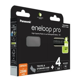 Panasonic Eneloop PRO AA 2500mAh, 4 unidades con estuche