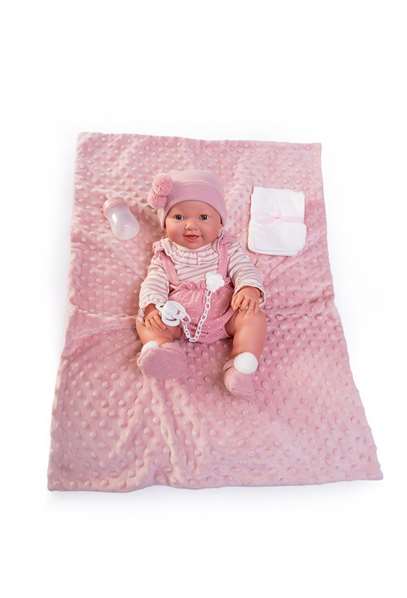 Antonio Juan Muñeca Recién Nacida Mia que Hace Pipí 42 cm, Cuerpo de Vinilo con Pañal, Manta y Biberón Incluidos