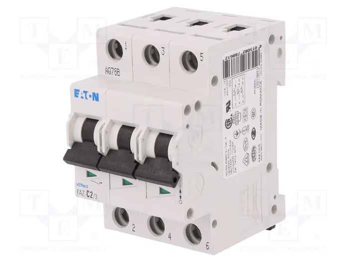EATON ELECTRIC FAZ-C2/3 Interruptor Magnetotérmico de 3 Polos 2A 15kA EATON ELECTRIC FAZ-C2/3 Interruptor Magnetotérmico de 3 Polos 2A 15kA