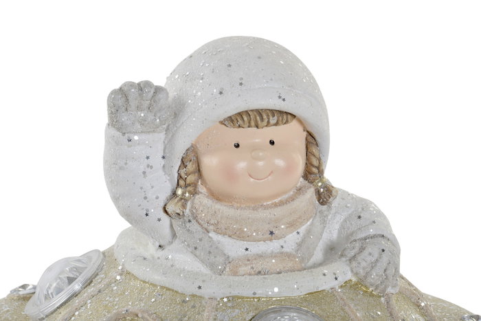 DKD Home Decor Figura LED de OVNI en Fibra de Vidrio 38x38x28 cm