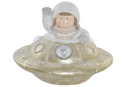 DKD Home Decor Figura LED de OVNI en Fibra de Vidrio 38x38x28 cm