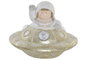 DKD Home Decor Figura LED de OVNI en Fibra de Vidrio 38x38x28 cm
