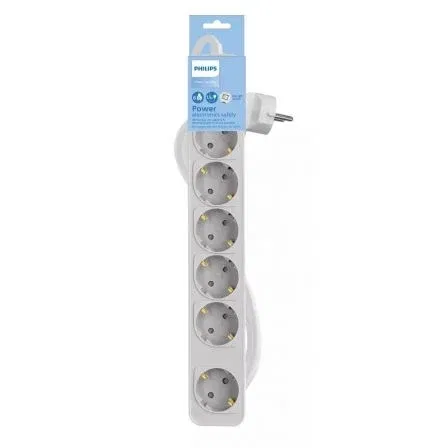 Philips CHP2164W/62 Regleta con Interruptor, 6 Tomas de Corriente, Cable 1.5m, Blanco