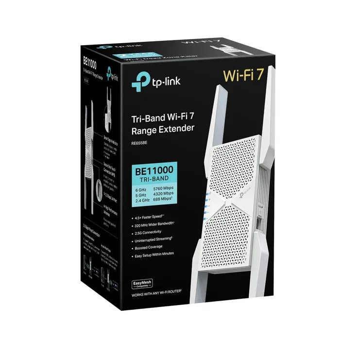 TP-Link RE655BE BE11000 Extensor de Rango WiFi 7 Tribanda Blanco TP-Link RE655BE BE11000 Extensor de Rango WiFi 7 Tribanda Blanco