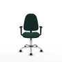 Silla de oficina Algarra con mecanismo Contacto permanente básico tapizada con Similpiel color Verde botella. Equipada con Base cromada, Brazos 1D y Ruedas de parqué