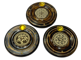 DKD Home Decor Soporte Incienso Arabe Marron Dorado Arbol de la Vida 10 x 1 x 10 cm (12 Unidades)