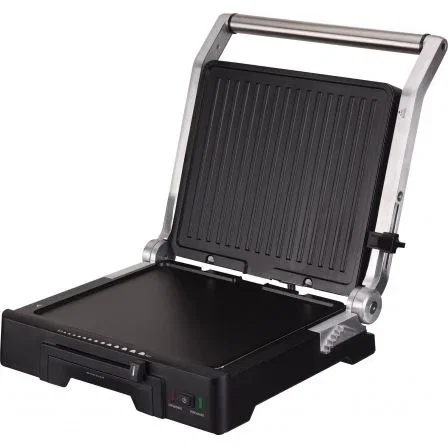 GRILL JATA GR1100 - 2000W - PLACAS MIXTAS 275*240MM - APERTURA 180º - PLACA SUPERIOR BASCULANTE - CUERPO ALUMINIO FUNDIDO - ASAS ACERO INOX
