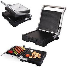 Jata GR1100 Grill Doble Antiadherente Apertura 180º 2000W Plateado-Negro