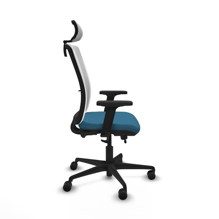 Silla de oficina Haches con mecanismo Sincro/Traslack tapizada con Tela color Verde petróleo y malla color Blanco. Equipada con lumbar 1D, Brazos 2D, Cabecero 2D y Ruedas 65mm nailon Silla de oficina Haches con mecanismo Sincro/Traslack tapizada con Tela color Verde petróleo y malla color Blanco. Equipada con lumbar 1D, Brazos 2D, Cabecero 2D y Ruedas 65mm nailon