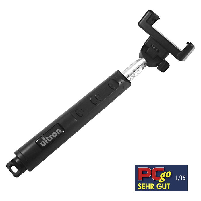 Ultron Palo Selfie Telescópico 149855 con Disparador Bluetooth, Negro/Plata