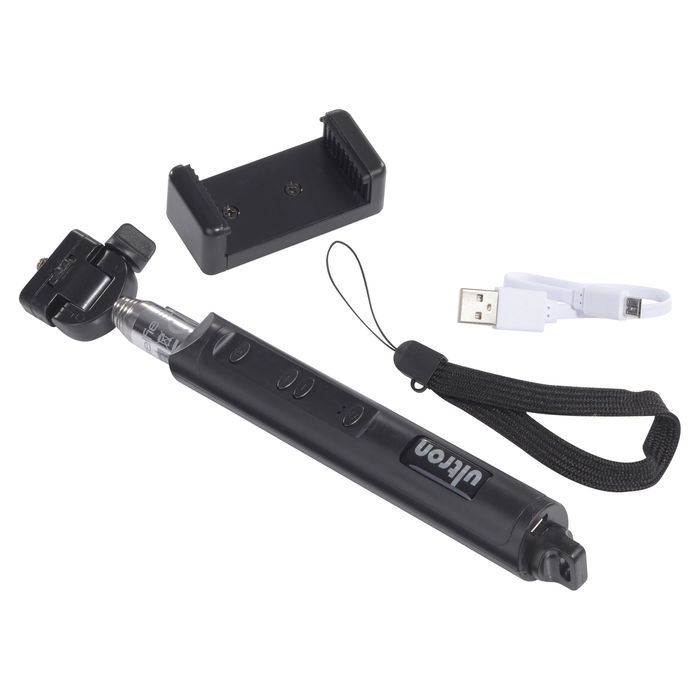 Ultron Palo Selfie Telescópico 149855 con Disparador Bluetooth, Negro/Plata