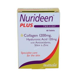 Health Aid Nurideen Plus 60 Comp. Colágeno, Ácido Hialurónico y Vitaminas para Cuidado de la Piel