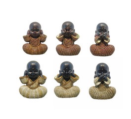DKD Home Decor Figura Resina Monje Surtido de 6 Unidades