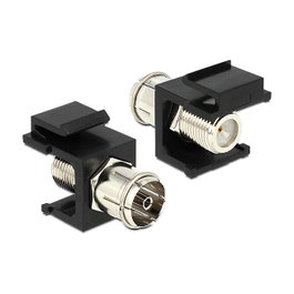 DeLOCK 86352 Buchse o Enchufe Modul IEC a F Conector, Negro y Plata, 27.8 x 16.3 x 22.3 mm
