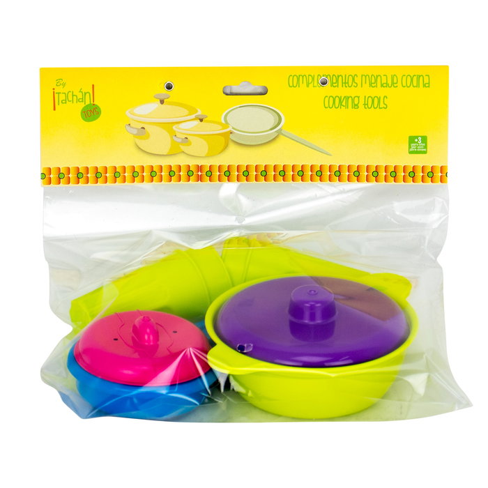 Tachan Accesorios de Cocina en Bolsa Set 6 Piezas con 4 Vasos y 2 Cacerolas para Juego de Imitación a Partir de 3 Años
