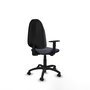Silla de oficina Algarra con mecanismo Contacto permanente básico tapizada con Tela color Gris oscuro. Equipada con Base poliamida negra, Brazos 1D y Ruedas de parqué