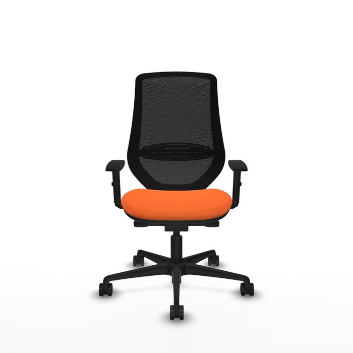 PIQUERAS Y CRESPO Silla de oficina Mardos con mecanismo Sincro/Traslack, Tela Naranja y Malla Negra PIQUERAS Y CRESPO Silla de oficina Mardos con mecanismo Sincro/Traslack, Tela Naranja y Malla Negra