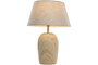 DKD Home Decor Lámpara Sobremesa India lamps 1c25 Natural Beige Laton Madera 36 x 52 x 25 cm