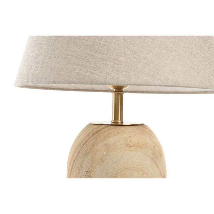 DKD Home Decor Lámpara de Sobremesa de Latón y Madera Natural