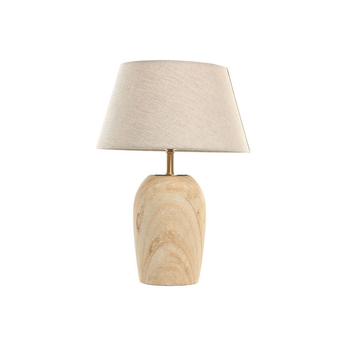 DKD Home Decor Lámpara de Sobremesa de Latón y Madera Natural