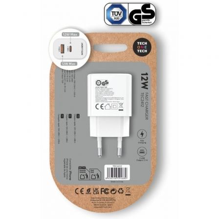 Tech One Tech Cargador de pared TEC2412 1xUSB Tipo-C 1xUSB 12W Blanco