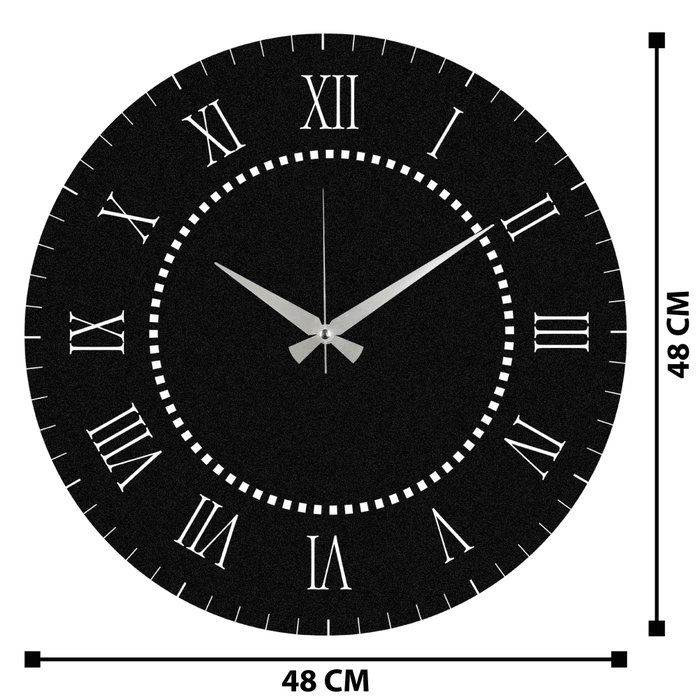 Wallity Reloj de Pared Decorativo de Metal Negro 48x48 cm