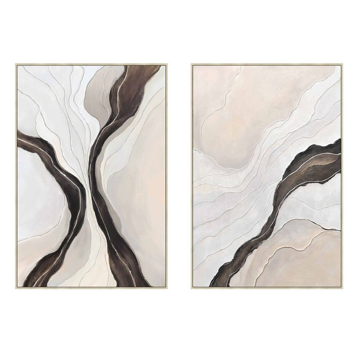 DKD Home Decor Cuadro Lienzo Abstracto Surtido de 2 Piezas Beige y Negro DKD Home Decor Cuadro Lienzo Abstracto Surtido de 2 Piezas Beige y Negro
