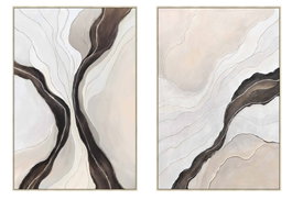 DKD Home Decor Cuadro Lienzo Abstracto Surtido de 2 Piezas Beige y Negro