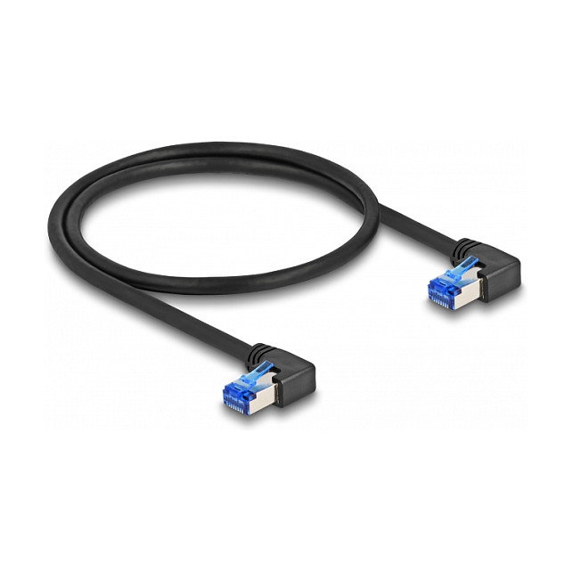 DeLOCK Cable de red RJ45 Cat.6A S/FTP acodado a la derecha 2 m negro
