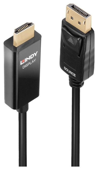 Lindy 40926 Cable Adaptador Activo DisplayPort a HDMI 2m con HDR, Negro